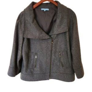 Adrienne Vittadini Wool Blend Grey Short Coat